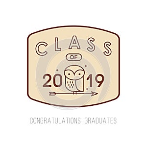 Vector illustration of a graduating class of 2019