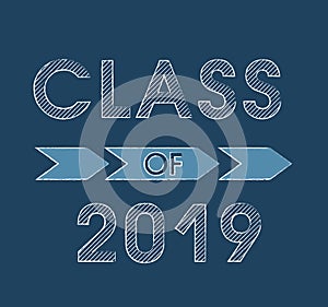 Vector illustration of a graduating class of 2019