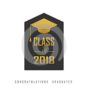 Vector illustration of a graduating class in 2018 graphics gold