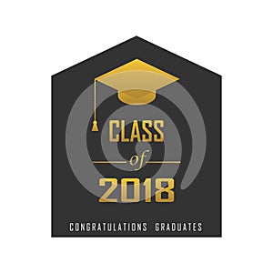 Vector illustration of a graduating class in 2018 graphics gold