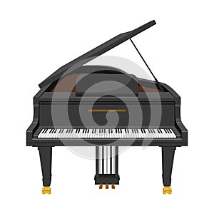 Vector illustration of a grand piano isolated on white background