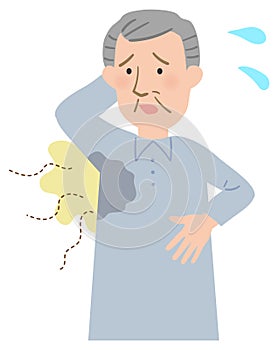 Vector illustration of Grandpa suffering aside sweat