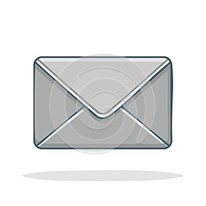Vector illustration of a gray cartoon mail envelope. Icon for messages, email, and communication