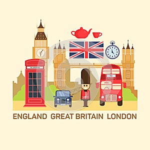 Vector illustration of Great Britain and London