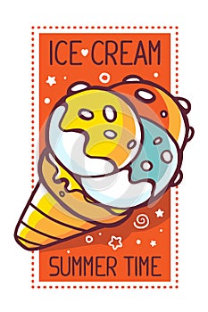 Vector illustration of great yellow ice cream