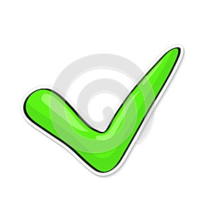 Vector illustration. Green check mark for indicate right choice.