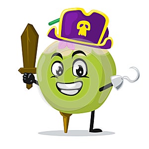 vector illustration of green coconut mascot or character