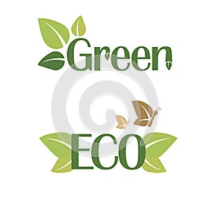 Vector illustration of Green and ECO sticker