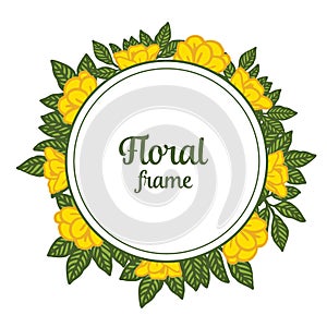 Vector illustration green leaf with yellow floral frame