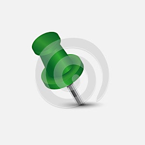 Vector illustration of green push pin.