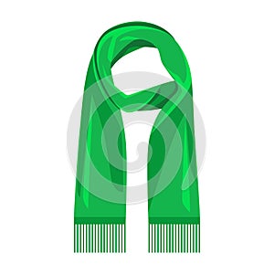 Vector illustration of green scarf, isolated on white background. Cartoon