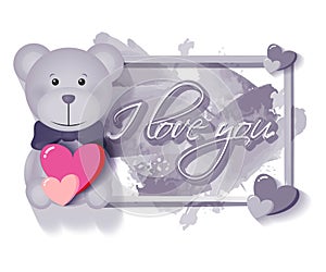 Vector illustration greeting  card with message `I love you`