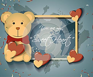 Vector illustration greeting  card with message `you are my sweetheart`