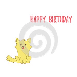Vector illustration. Greeting card with puppy. Happy birthday card.