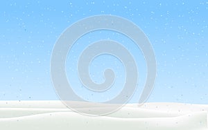Vector illustration greeting card of winter landscape with snowfall. Design for Christmas and New Year. Winter theme banner.