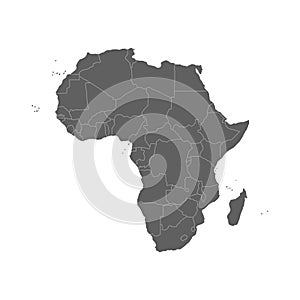 Vector illustration of grey Africa map. Vector map