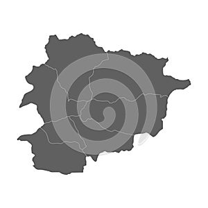 Vector illustration of grey Andorra map. Vector map.