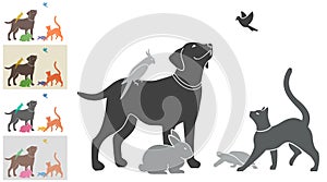 Vector illustration with a group of pets