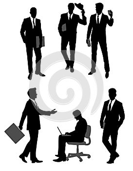 Group scene of businessmen silhouettes