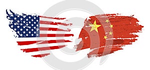 Vector Illustration grunge texture USA Chine flag