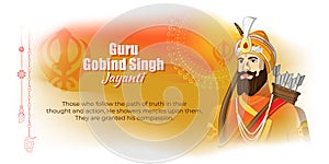 Vector illustration of Guru Gobind Singh jayanti