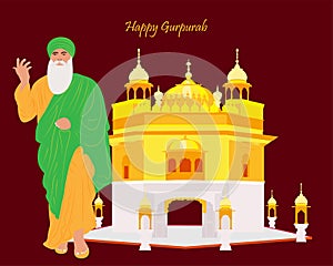 Vector Illustration for Guru Nanak Jayanti the birth anniversary of Guru Nanak dev ji