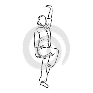 Vector illustration of a guy performing tai chi and qigong exercises