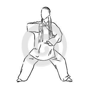 Vector illustration of a guy performing tai chi and qigong exercises