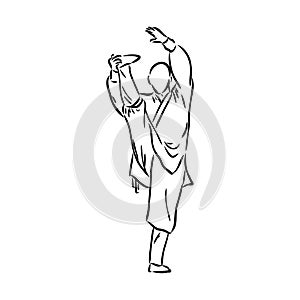 Vector illustration of a guy performing tai chi and qigong exercises