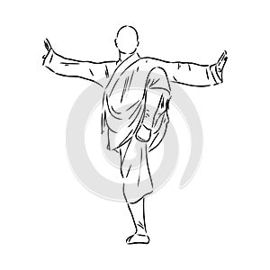 Vector illustration of a guy performing tai chi and qigong exercises