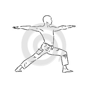 Vector illustration of a guy performing tai chi and qigong exercises