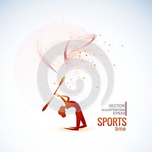 Vector illustration gymnast girls force. Abstract background for banner