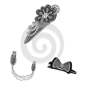 Vector illustration of hairdressing and hairclip sign. Collection of hairdressing and fashion stock symbol for web.