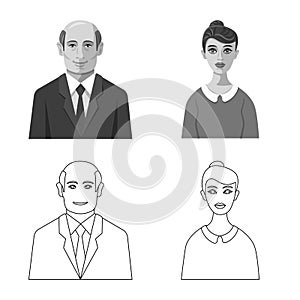 Vector illustration of hairstyle and profession logo. Set of hairstyle and character stock vector illustration.