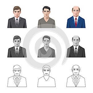 Vector illustration of hairstyle and profession  sign. Set of hairstyle and character  stock vector illustration.