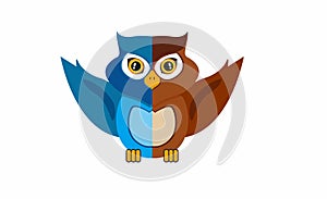 Vector illustration of half-life owl stretching out its wings