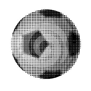 Vector illustration. Halftone soccer ball isolated on white background