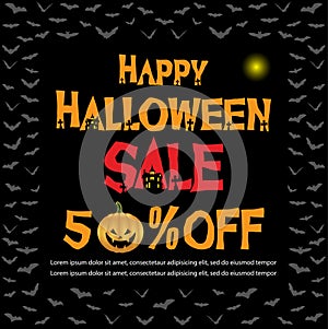 Vector Illustration for Halloween Sale Banner