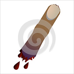 Vector illustration for halloween - severed finger isolated on white background