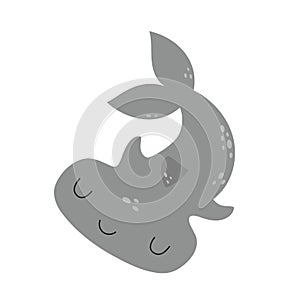 Vector illustration with hammerhead shark in cartoon style