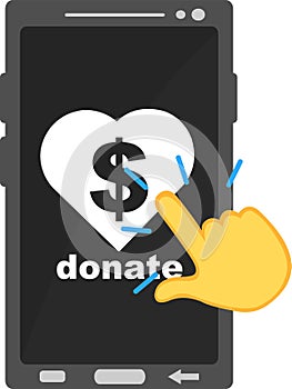 vector illustration hand button donate currency dollar smartphone