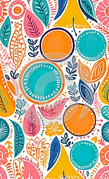 vector illustration, Hand drawn abstract ethnic seamless pattern, simple style, colorful ethnic patterns