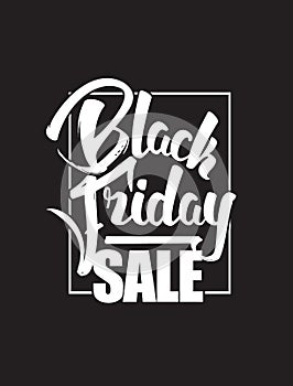 Vector illustration: Hand drawn brush lettering composition of Black Friday Sale isolated on dark background.