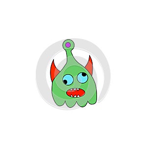 Vector illustration of hand drawn cute monster. Colorful doodle character.