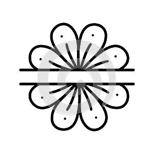 Vector illustration of hand drawn daisy flower or chamomile split monogram