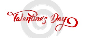 Vector illustration. Hand drawn elegant modern brush lettering of Happy Valentines Day isolated on white background