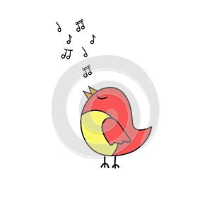 Vector illustration hand drawn singing bird
