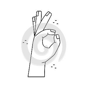 Vector illustration of a hand gesture - OK, approx. Outline man hand