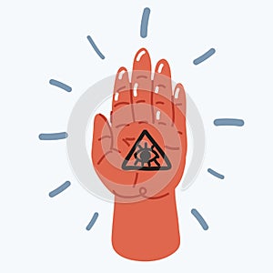 Vector illustration of hand is holding eye of providence.