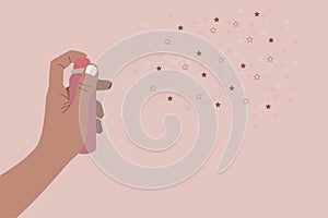 Vector illustration of a hand with a spray can